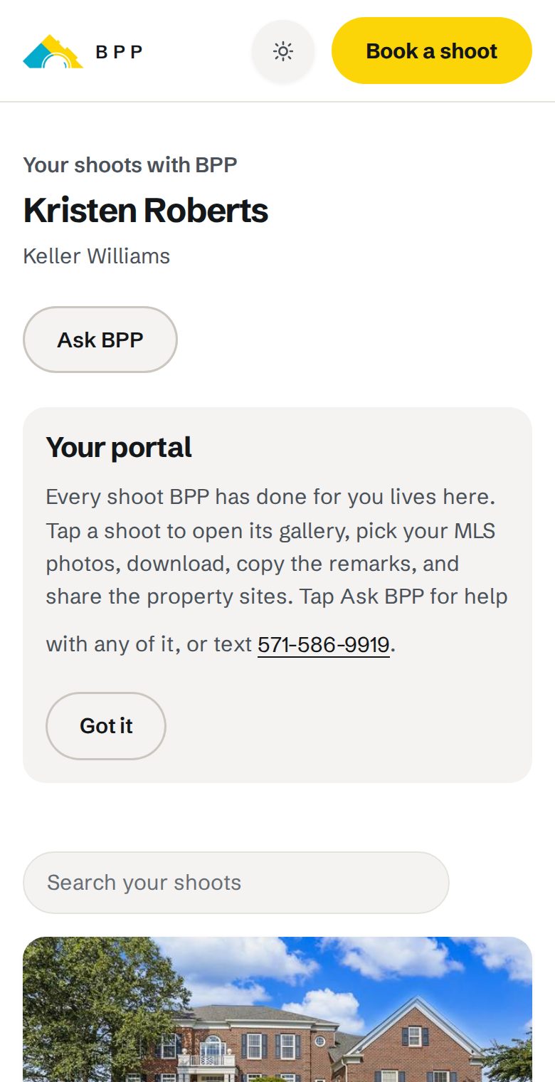 A client's BPP portal on a phone